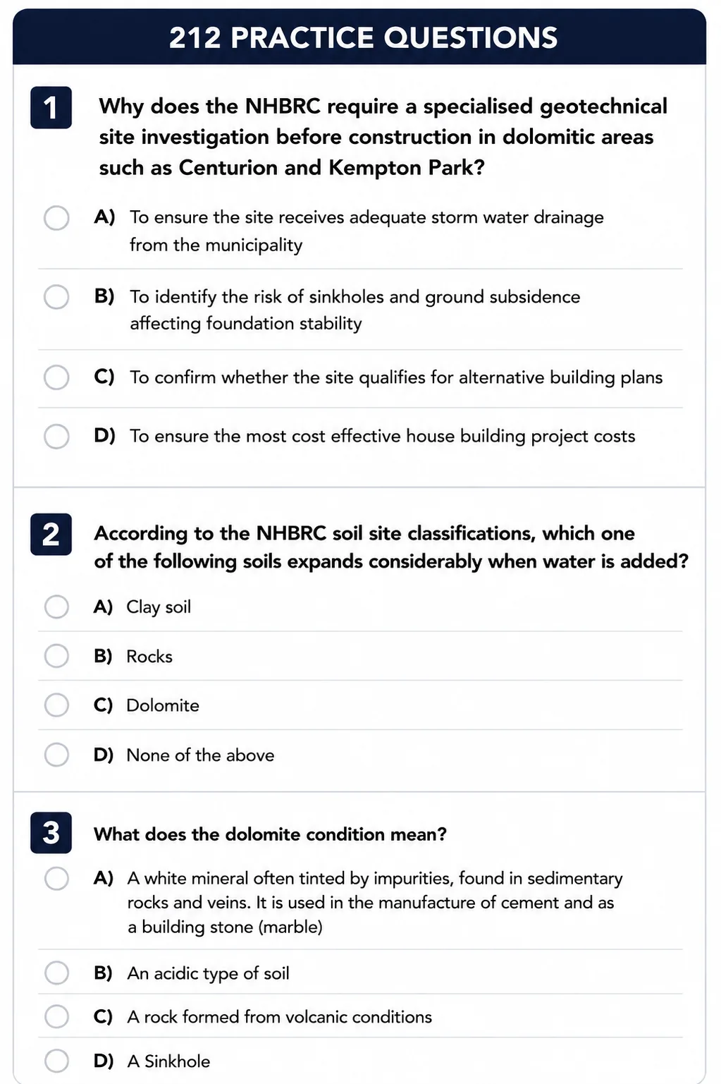 NHBRC Sample Practice Questions